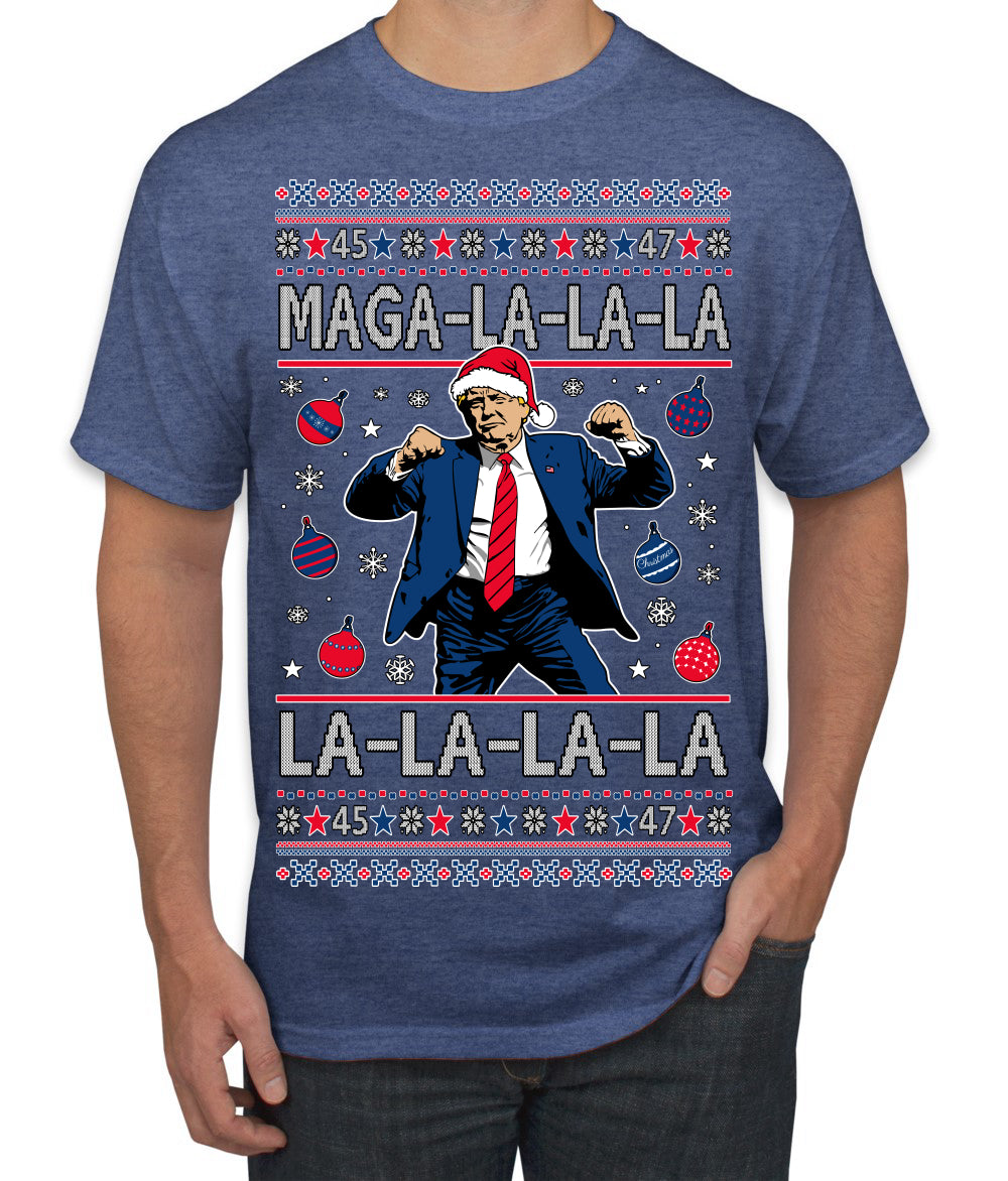 Maga La La La Funny Donald Trump Christmas Carol Song Ugly Christmas Sweater Men's T-Shirt