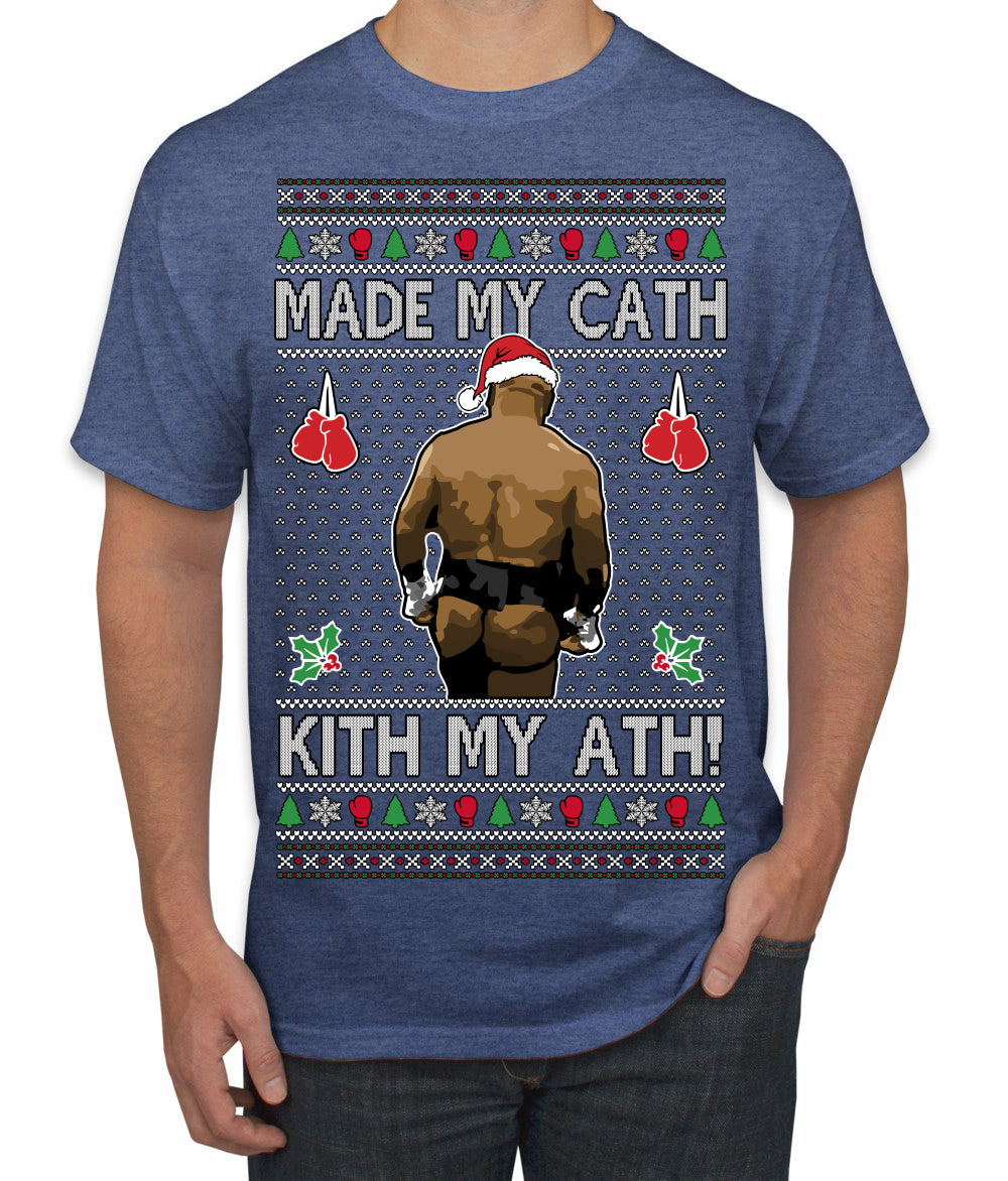 Made My Cath Kith My Ath, Funny Cash Money Viral Kiss My Ass Boxing Fight Meme, Men Women Ugly Christmas Sweater Men's T-Shirt