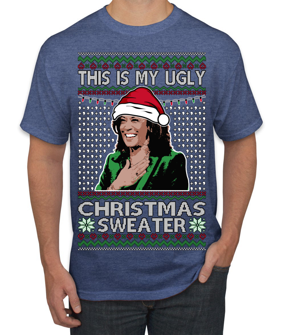 This Is My Ugly Sweater Funny Santa Kamala Harris Ugly Christmas Sweater Men's T-Shirt