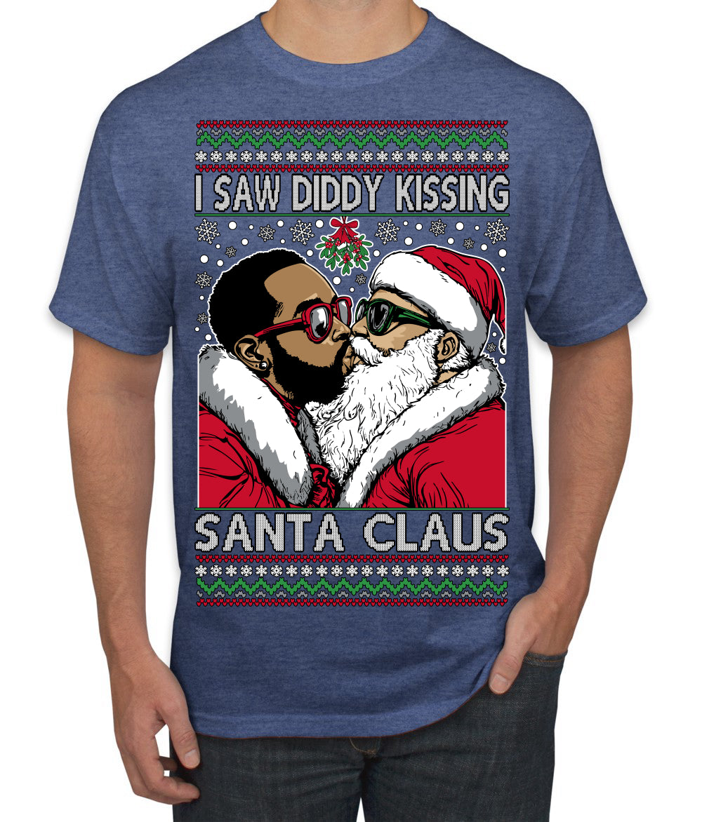 I Saw Diddy Kissing Santa Claus Funny Viral Music Meme Ugly Christmas Sweater Men's T-Shirt