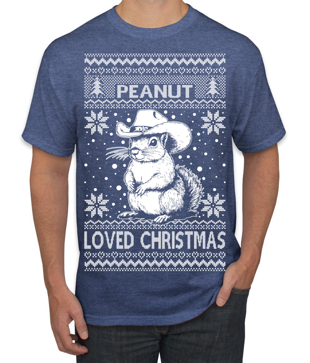 Peanut Loved Christmas RIP Funny Viral Squirrel Meme Ugly Christmas Sweater Men's T-Shirt