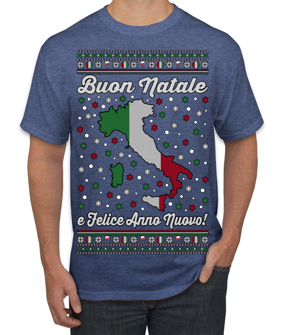 Buon Natale e Felice Anno Nuovo! Merry Christmas and Happy New Year Ugly Christmas Sweater Men's T-Shirt