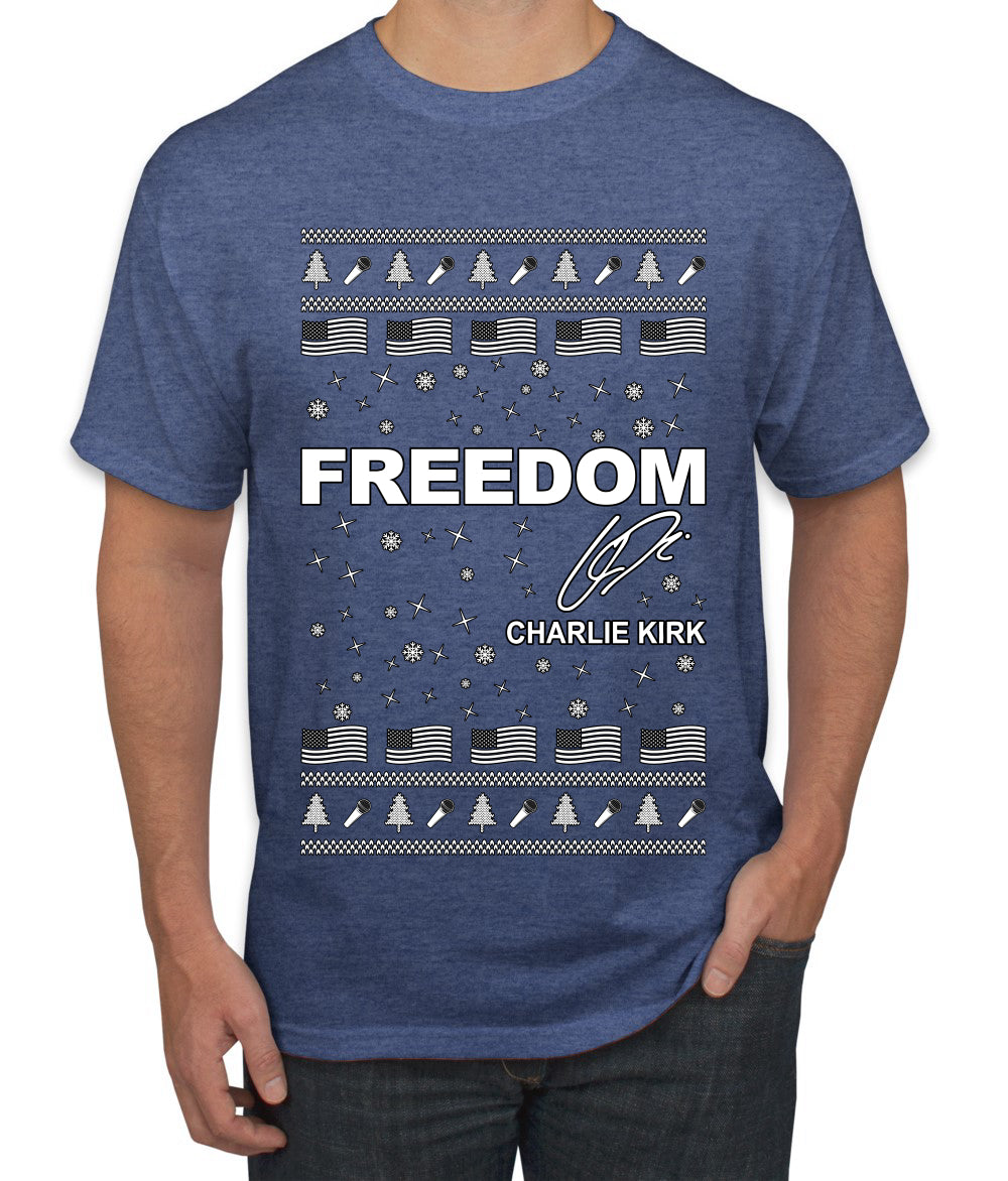 Freedom, Charlie Kirk Political Activist, Right Wing, Ugly Christmas Sweater Men's T-Shirt