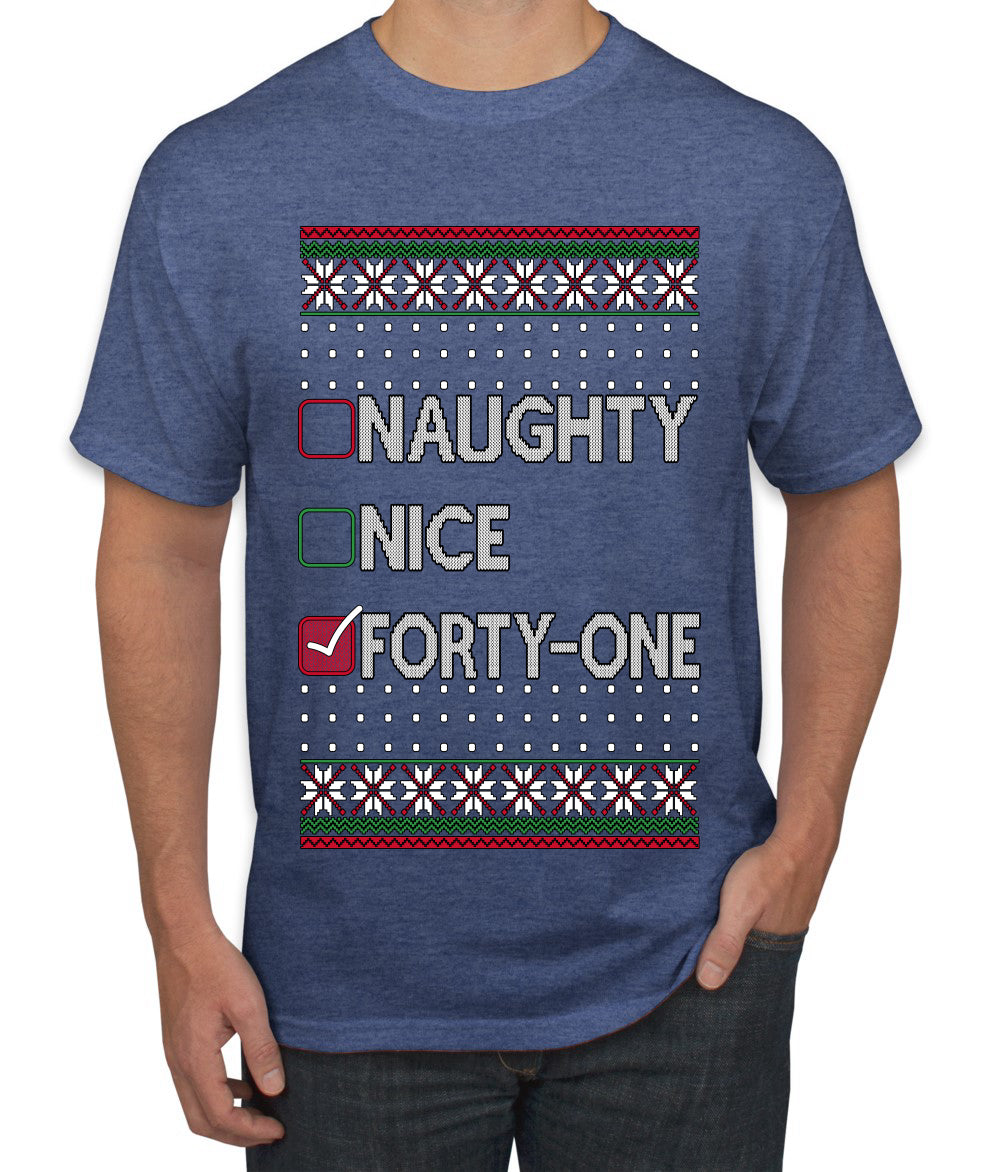 Naughty Nice 41, Simple List, Ugly Christmas Unisex Sweater, Funny Meme, Ugly Christmas Sweater Men's T-Shirt