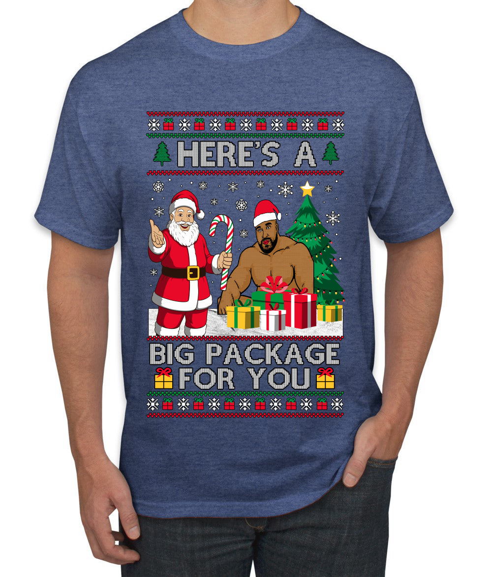 Here's A Big Package For You Santa Christmas Sweater, Ugly Christmas Sweater Men's T-Shirt