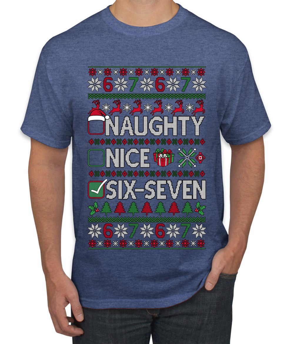 Naughty Nice 6 7 Checklist, Ugly Christmas Sweater Unisex Men's T-Shirt