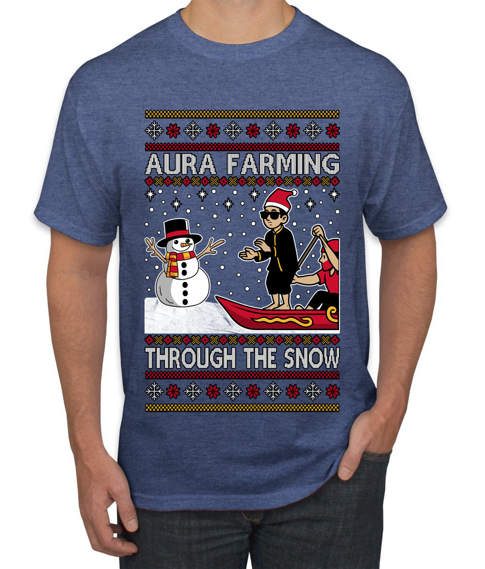 Aura Farming Through The Snow Meme, Ugly Christmas Sweater Unisex Men's T-Shirt