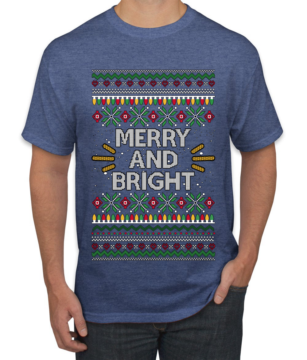 Merry And Bright, Ugly Christmas Sweater Unisex Men's T-Shirt