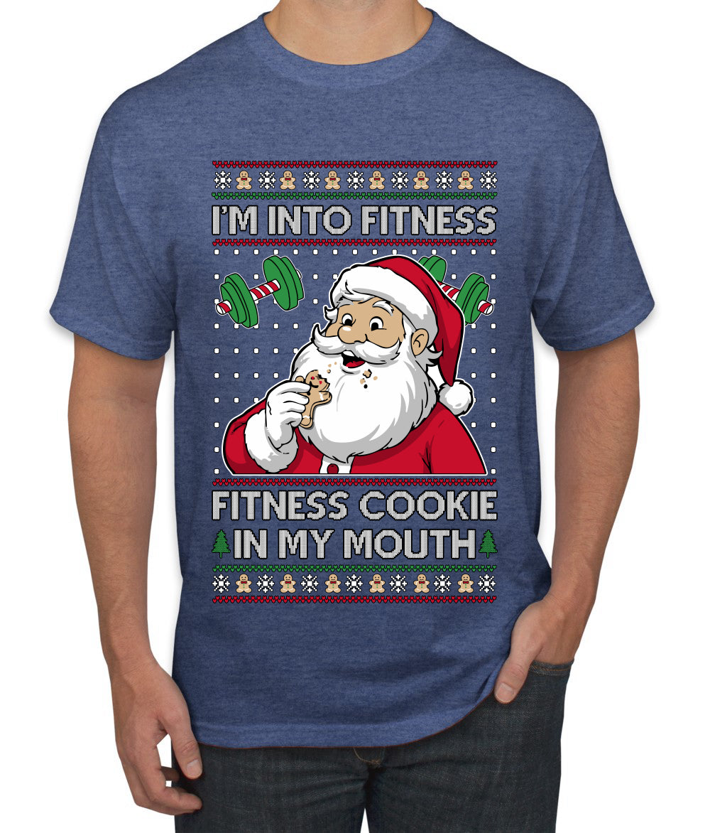 I'm Into Fitness Cookie In My Mouth Santa, Ugly Christmas Sweater Unisex Men's T-Shirt