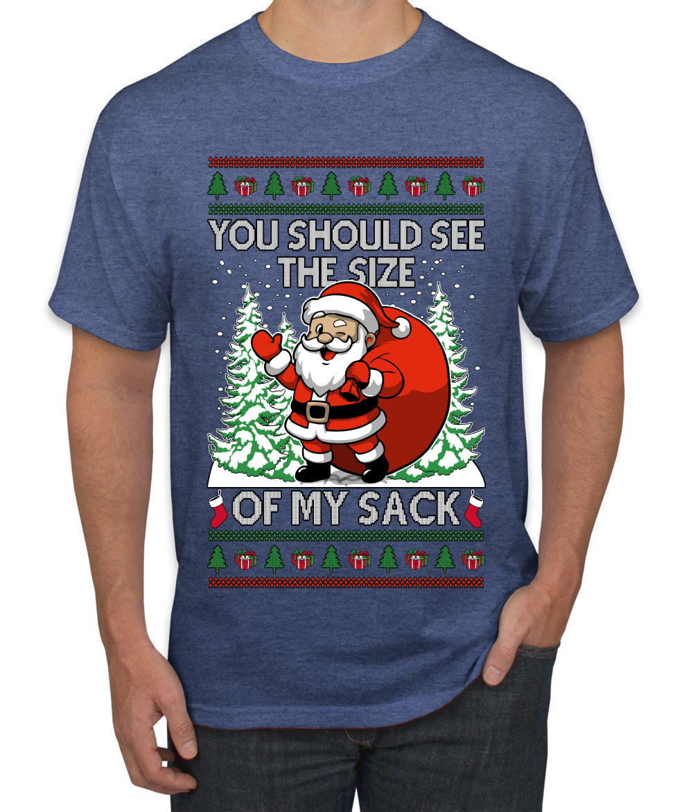 You Should See The Size Of My Sack Naughty Santa, Ugly Christmas Sweater Unisex Men's T-Shirt