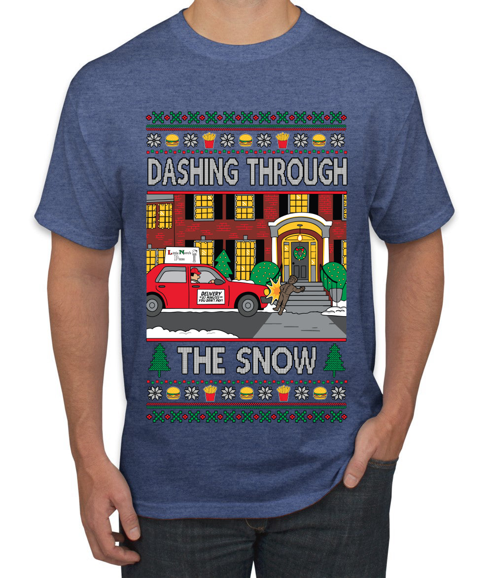 Dashing Through The Snow Classic 90s Holiday Movie, Ugly Christmas Sweater Unisex Men's T-Shirt