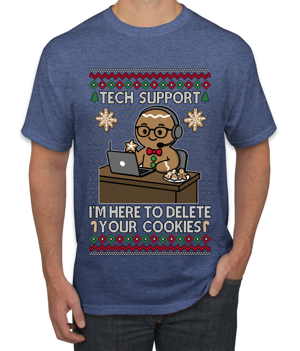 Tech Support I'm Here To Delete Your Cookies, Ugly Christmas Sweater Unisex Men's T-Shirt