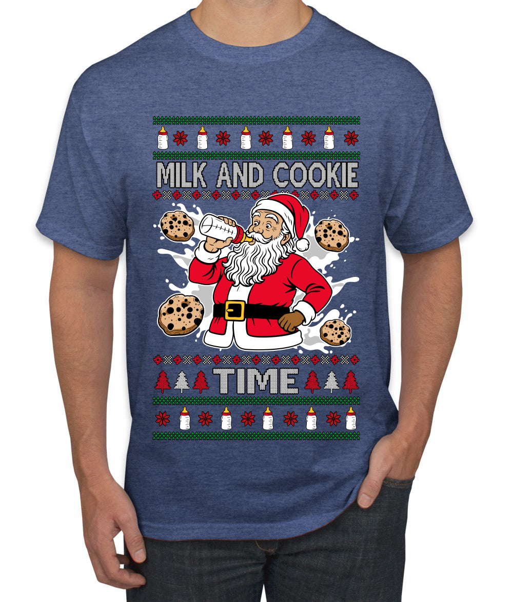 Milk And Cookie Time, Ugly Christmas Sweater Unisex Men's T-Shirt