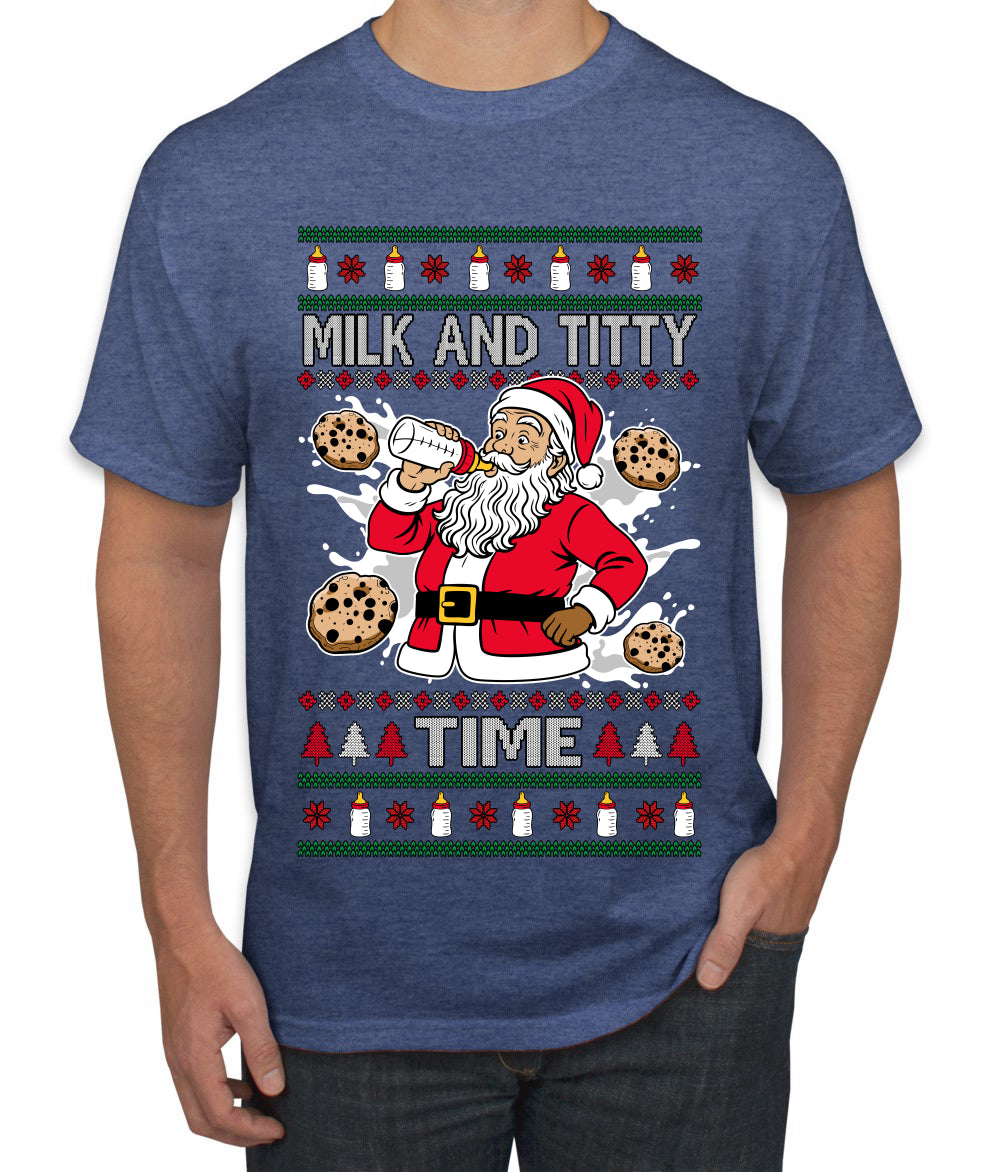Milk And Titty Time, Ugly Christmas Sweater Unisex Men's T-Shirt