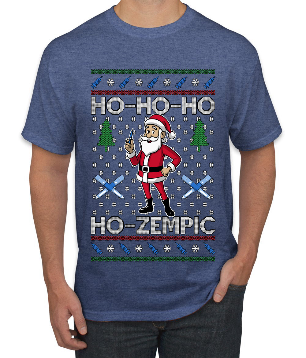 Skinny Santa Ho Ho Ho Ho-Zempic Weight Loss Shot, Ugly Christmas Sweater Unisex Men's T-Shirt