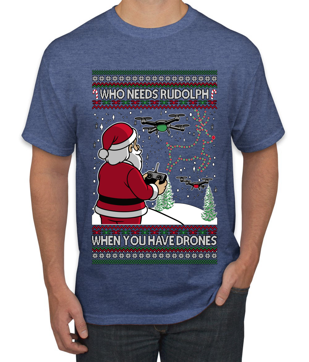 Santa Drone Show Reindeer, Ugly Christmas Sweater Unisex Men's T-Shirt
