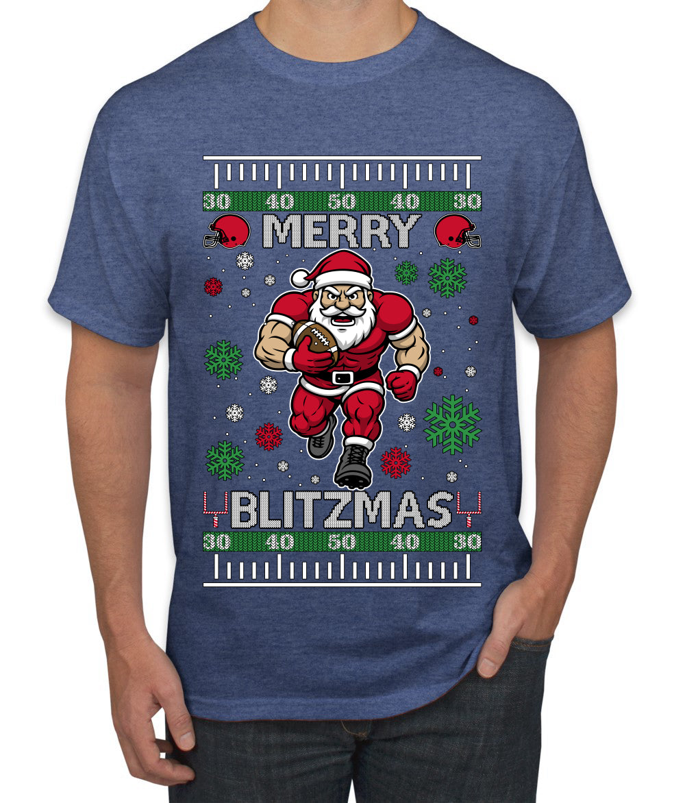 Merry Blitzmas, Football Christmas Sweater Design, Ugly Christmas Sweater Unisex Men's T-Shirt
