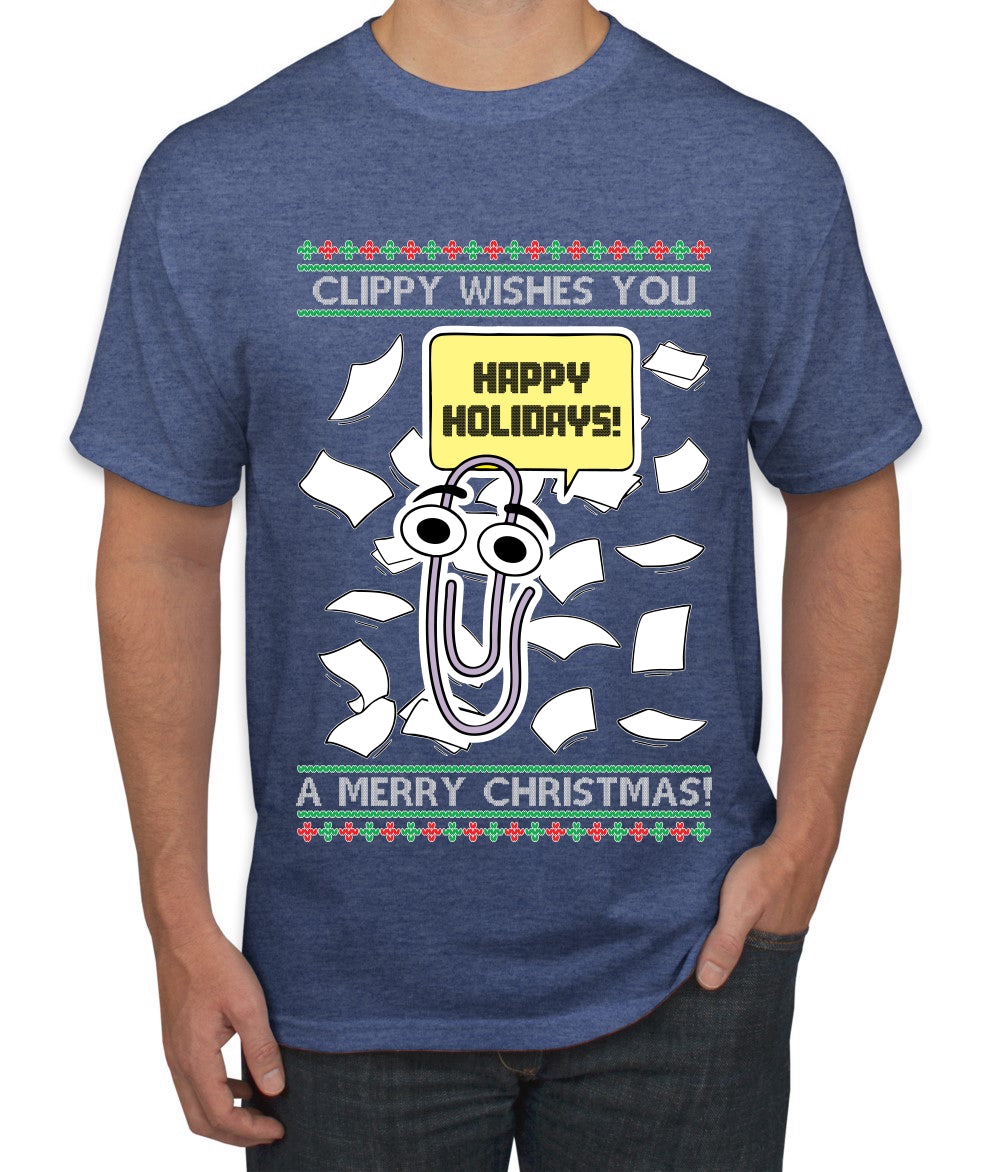 Clippy Wishes You A Merry Christmas Office Assistant, Ugly Christmas Sweater Unisex Men's T-Shirt
