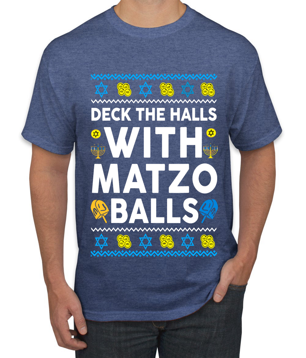 Deck The Halls With Matzo Balls Hanukkah, Ugly Christmas Sweater Unisex Men's T-Shirt