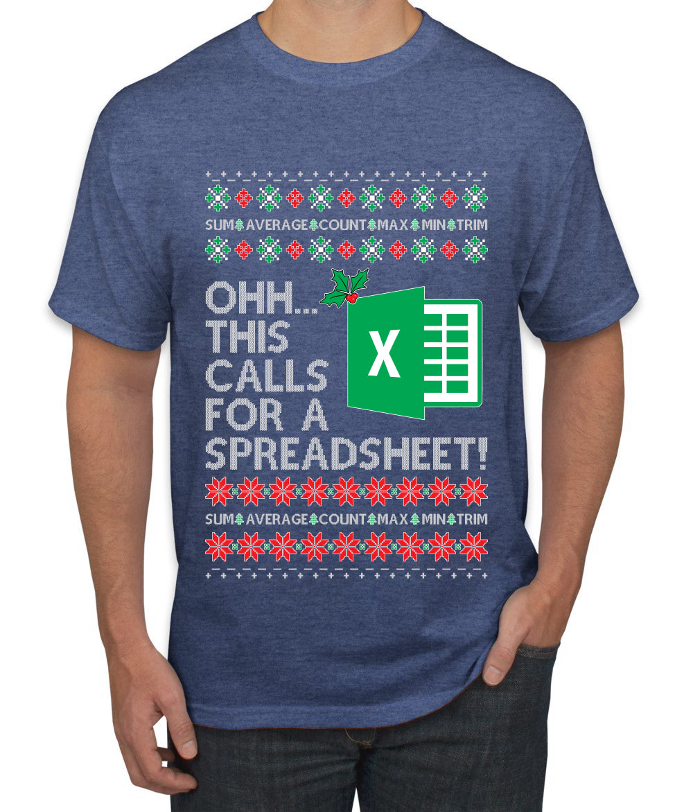Ohh This Calls For A Spreadsheet Office, Ugly Christmas Sweater Unisex Men's T-Shirt