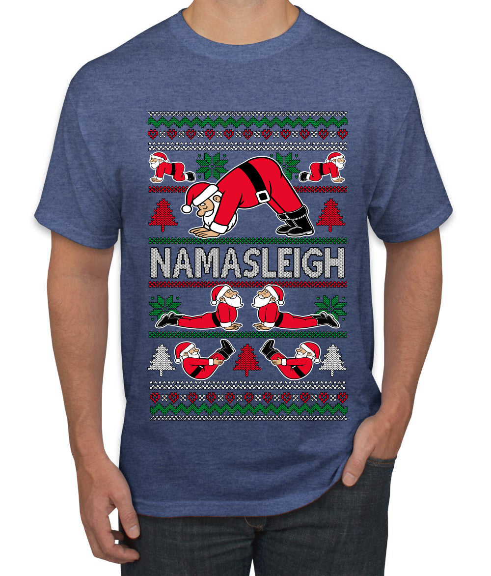 Namasleigh, Namaste Yoga Santa Claus, Ugly Christmas Sweater Unisex Men's T-Shirt