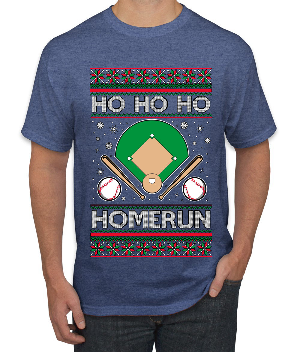 Ho Ho Ho Homerun, Baseball Fan Christmas Design, Ugly Christmas Sweater Unisex Men's T-Shirt