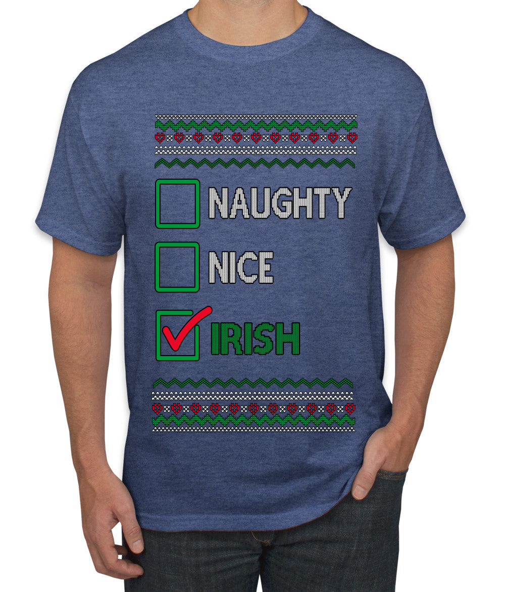 Naughty Nice, Irish, Irish Christmas, Ugly Christmas Sweater Unisex Men's T-Shirt