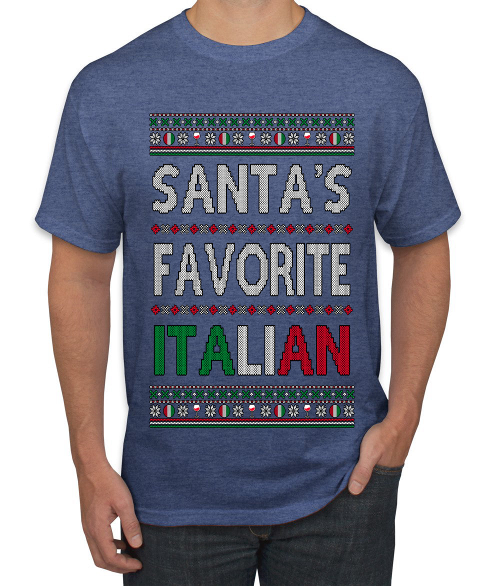 Santa's Favorite Italian, Funny Italian Christmas Sweater, Ugly Christmas Sweater Unisex Men's T-Shirt