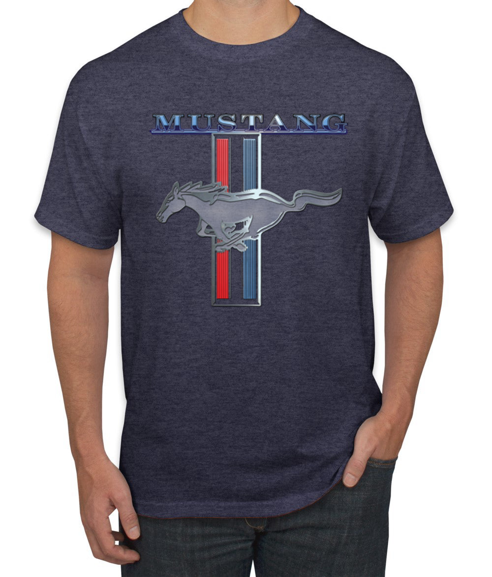 Ford Mustang Classic Pony USA Logo Emblem Cars and Trucks Front and Back Cars and Trucks Men's T-Shirt