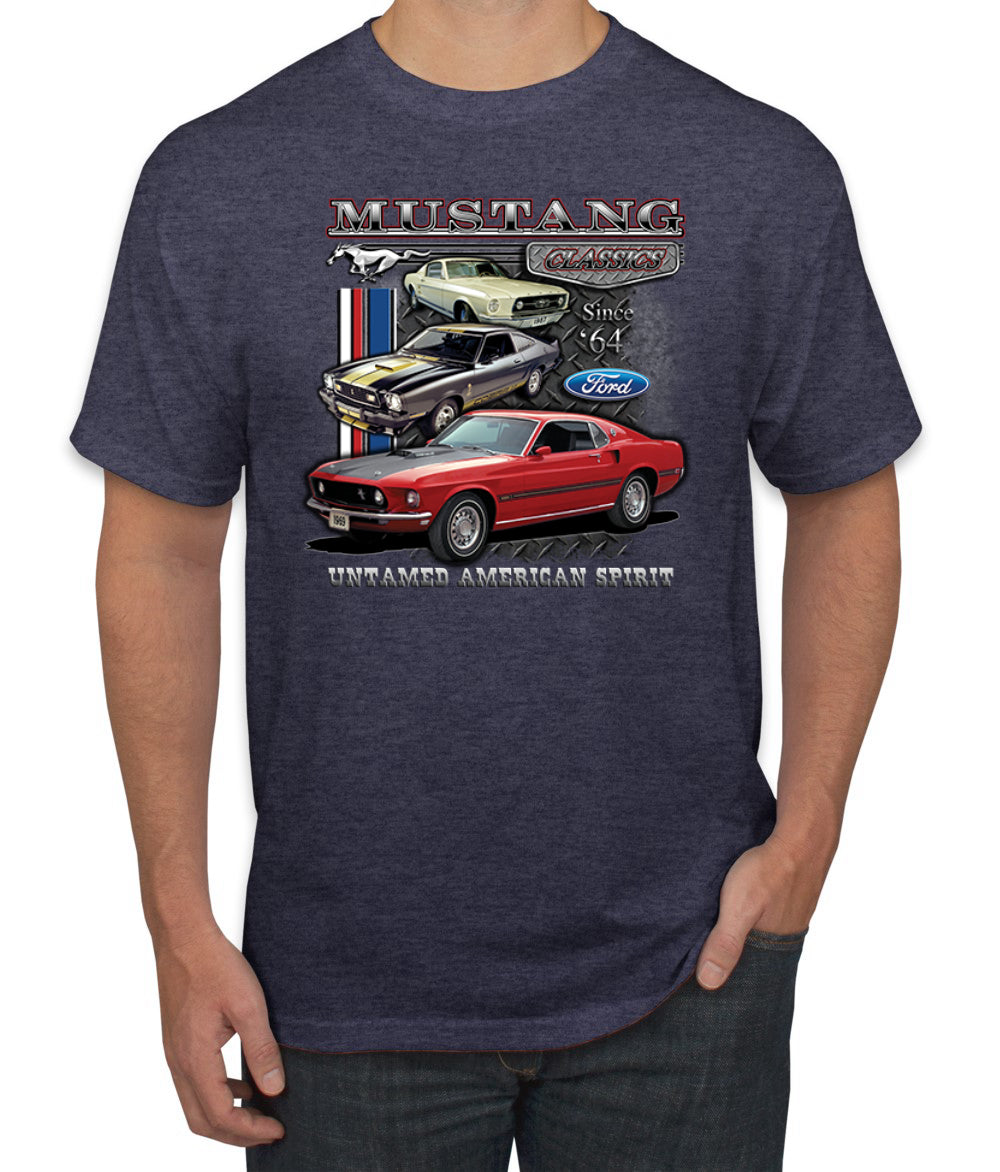 Ford Mustang Classics Untamed American Spirit Cars and Trucks Men's T-Shirt