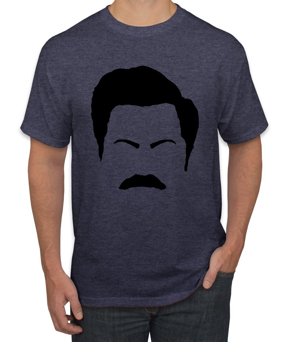 Parks and Rec Fans Ron Swanson Mustache Face Silhouette Pop Culture Men's T-Shirt