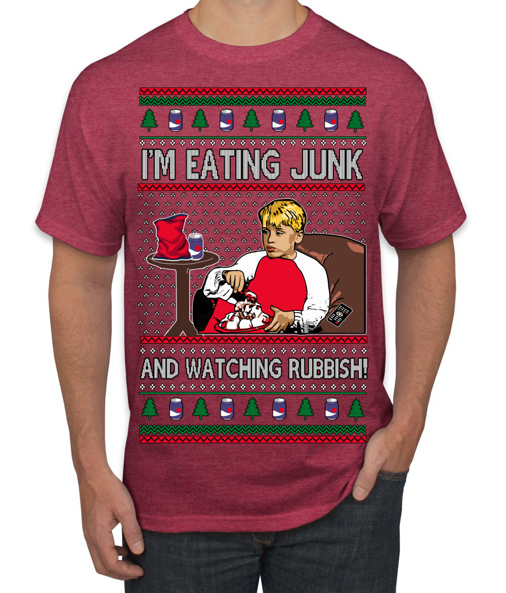 I'm Eating Junk and Watching Rubbish 90s Movie Ice Cream Ugly Christmas Sweater Men's T-Shirt