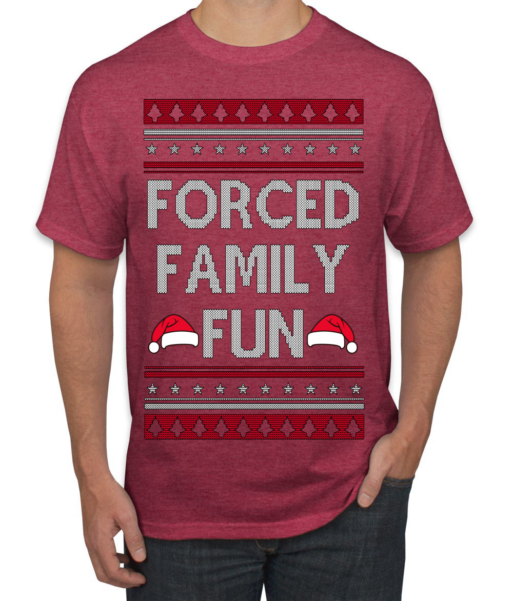 Forced Family Fun, Xmas Holiday Funny Ugly Christmas Sweater Men's T-Shirt