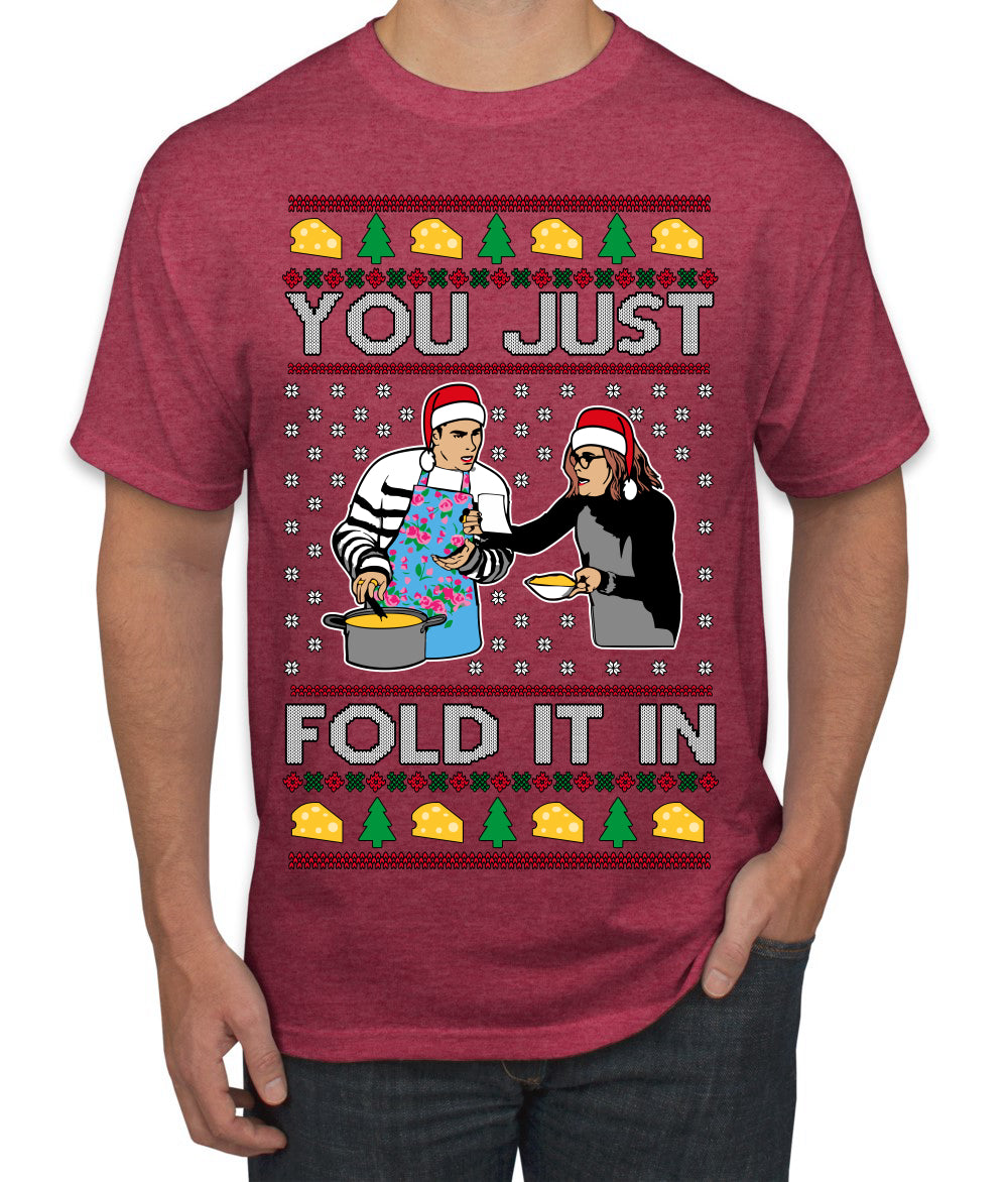 You Just Fold It In Funny Enchilada Moira David TV Sitcom Ugly Christmas Sweater Men's T-Shirt