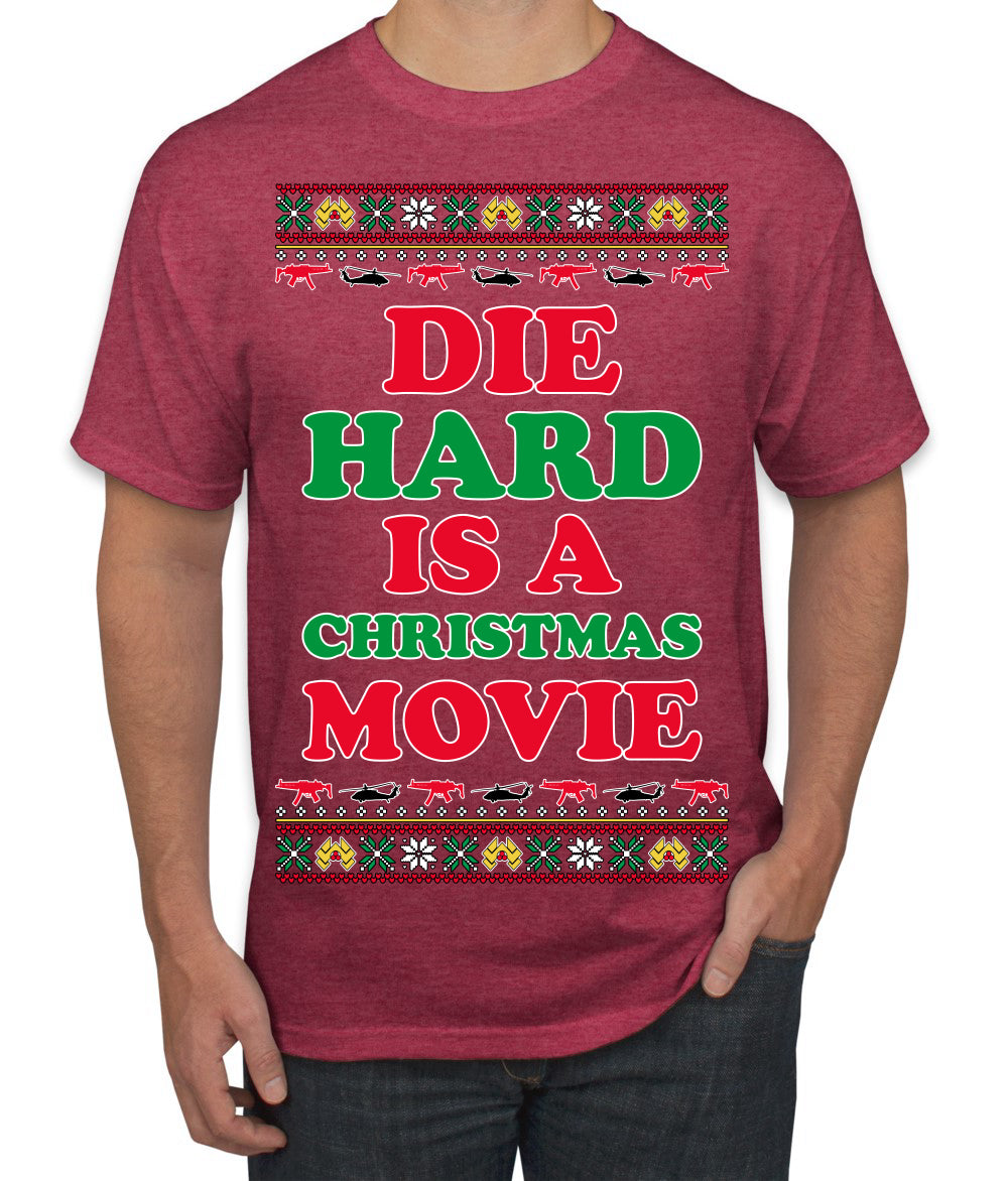 Die Hard is a Christmas Movie Classic, McClane Hans Nakatomi Plaza Xmas Party Holiday Movies Ugly Christmas Sweater Men's T-Shirt
