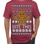 Bite This, Funny Gingerbread Cookie Offensive Inappropriate Middle Finger, F U Ginger Bread Dirty Novelty Xmas Ugly Christmas Sweater Men's T-Shirt
