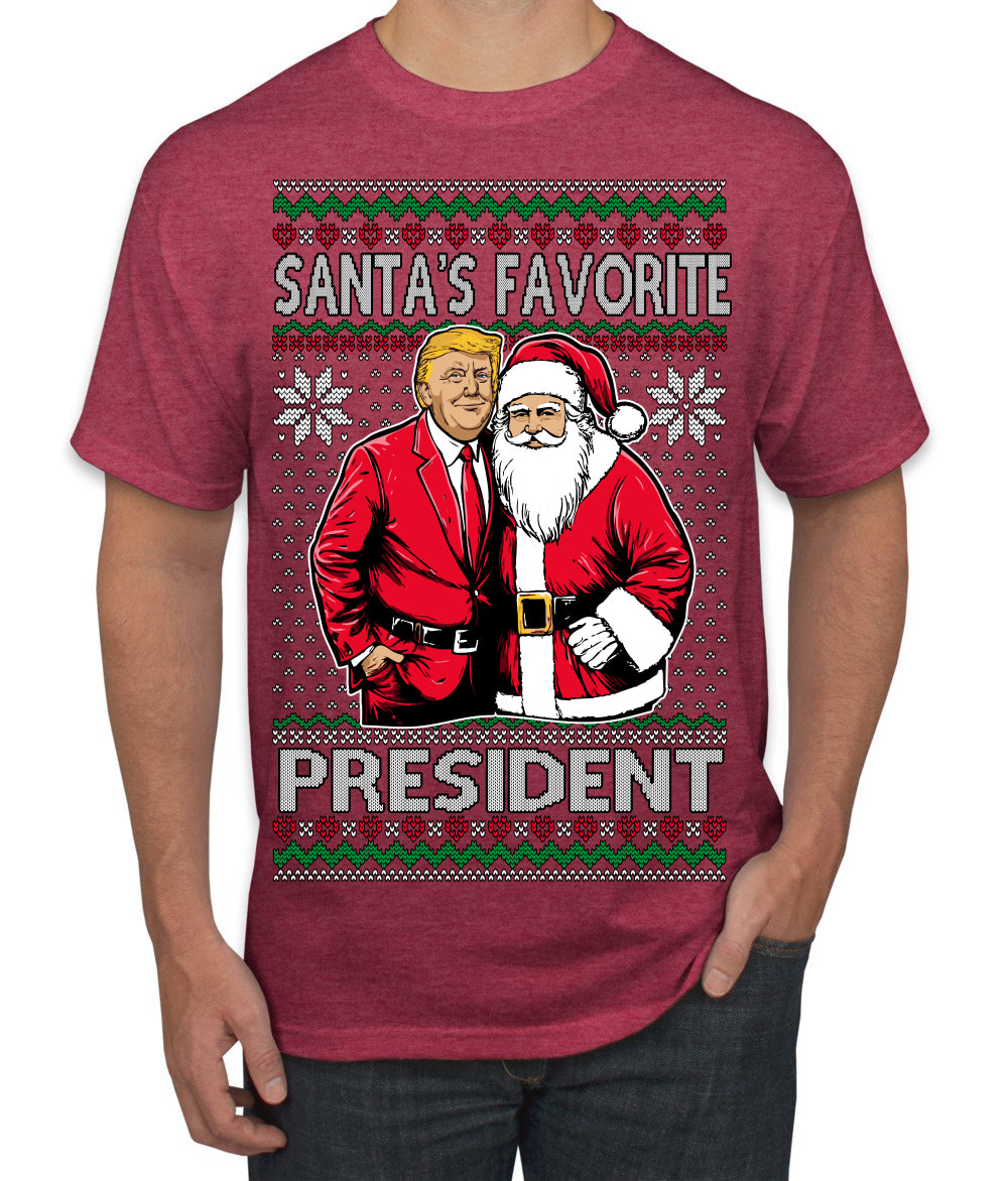 Santa's Favorite President Red Suit Trump Ugly Christmas Sweater Men's T-Shirt