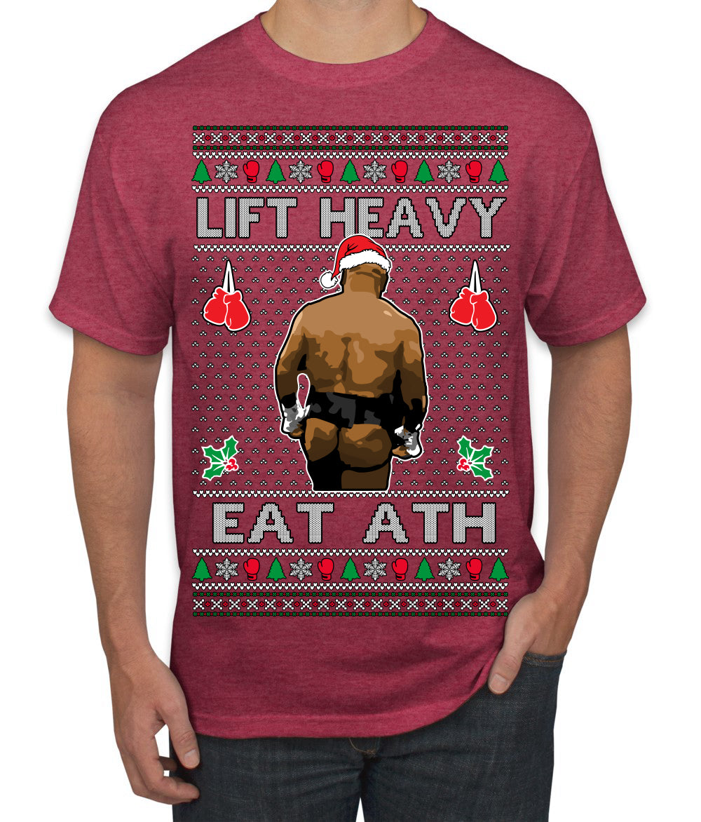 Lift Heavy Eat Ath Merry Chrithmith, Butt Viral Weightlifting Lifting Boxing Fight Meme Ugly Christmas Sweater Men's T-Shirt