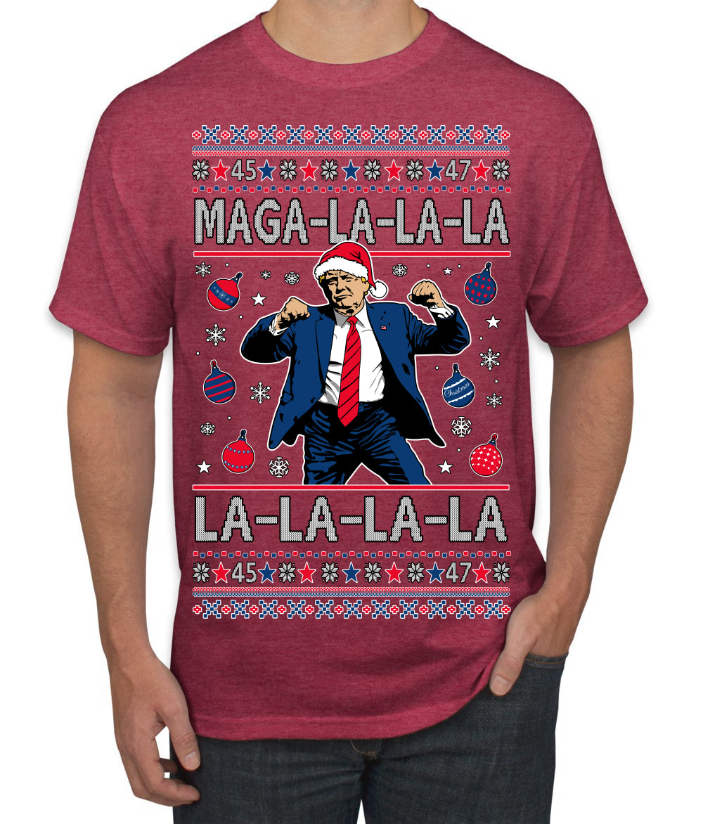 Maga La La La Funny Donald Trump Christmas Carol Song Ugly Christmas Sweater Men's T-Shirt