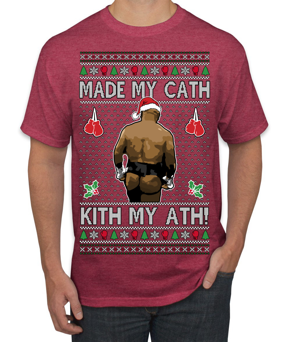 Made My Cath Kith My Ath, Funny Cash Money Viral Kiss My Ass Boxing Fight Meme, Men Women Ugly Christmas Sweater Men's T-Shirt