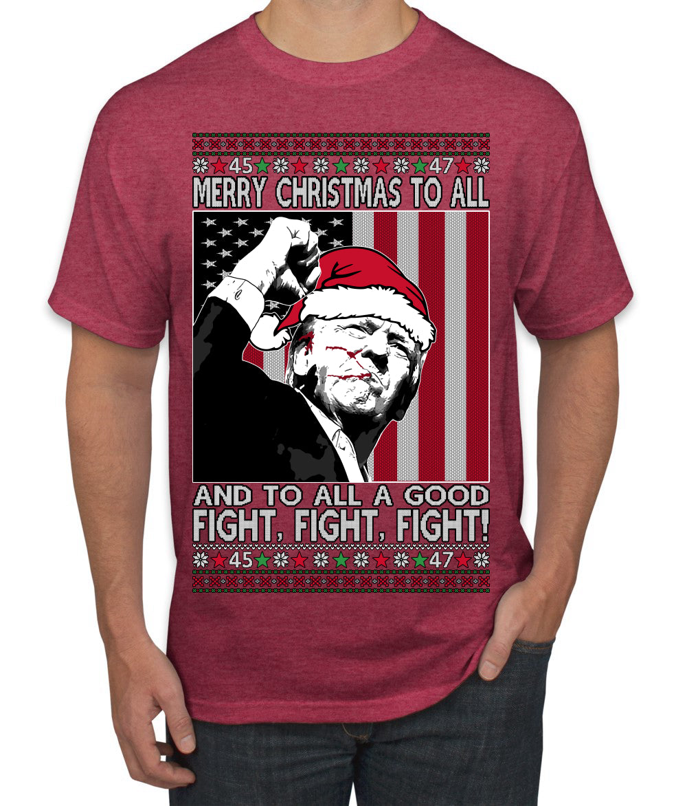 Merry Christmas to All a Good Fight | Santa Donald Trump Ugly Christmas Sweater Men's T-Shirt