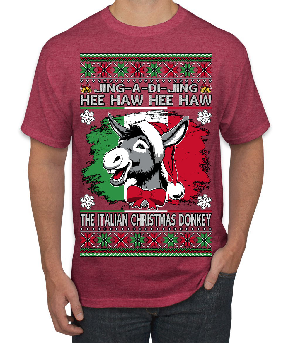 Jing a Di Jing Dominick the Italian Christmas Donkey Ugly Christmas Sweater Men's T-Shirt