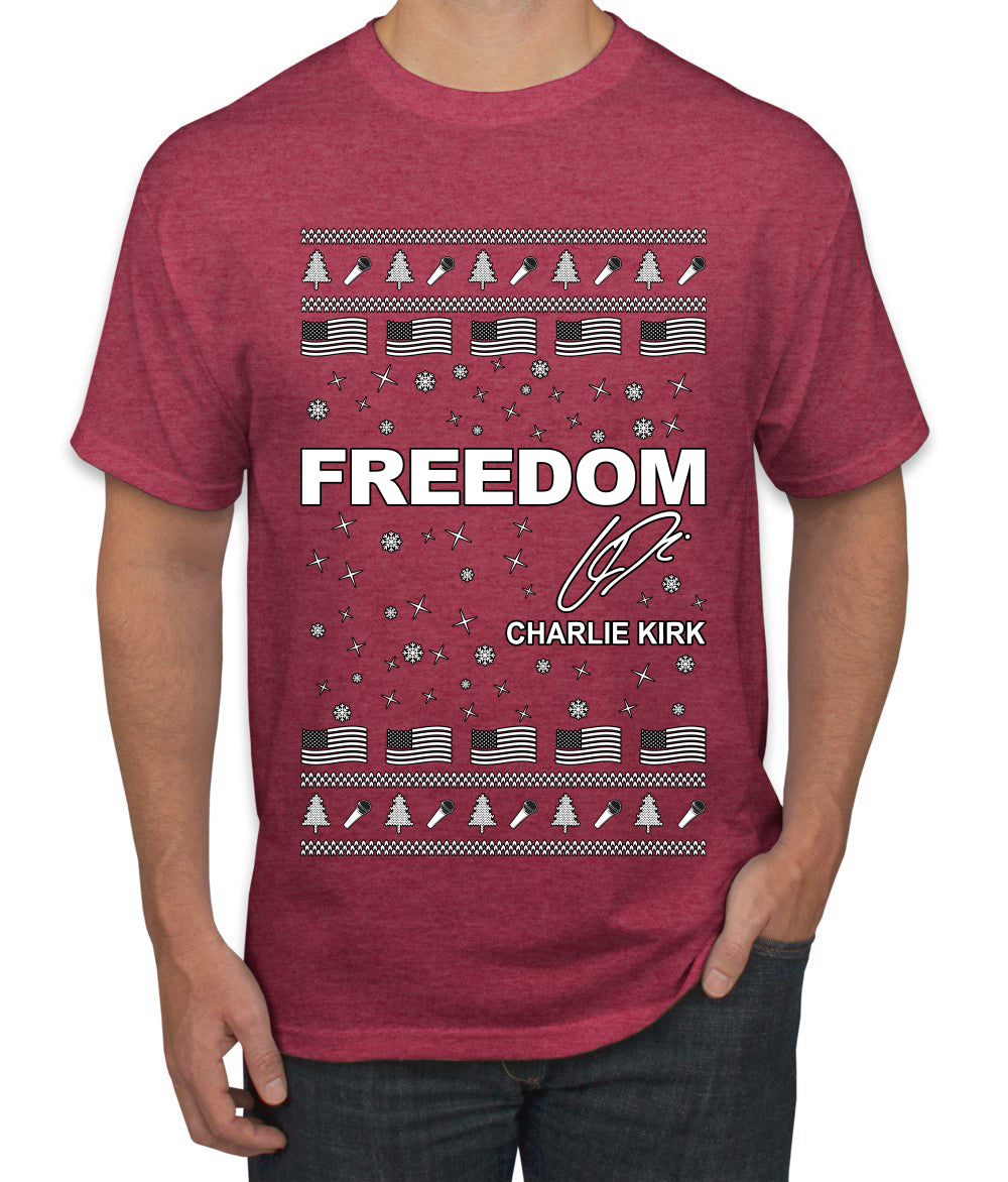 Freedom, Charlie Kirk Political Activist, Right Wing, Ugly Christmas Sweater Men's T-Shirt