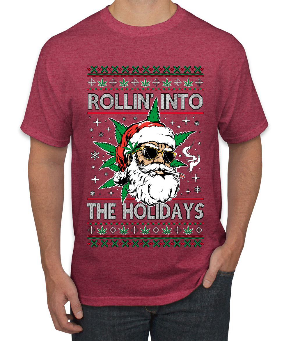 Rollin' Into The Holidays Christmas Sweater, Ugly Christmas Sweater Men's T-Shirt