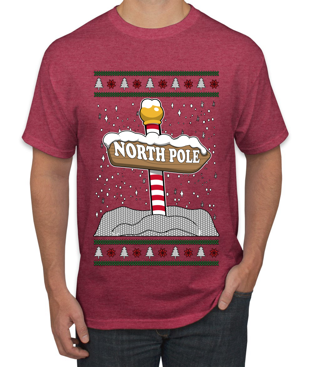 North Pole, Ugly Christmas Sweater Unisex Men's T-Shirt
