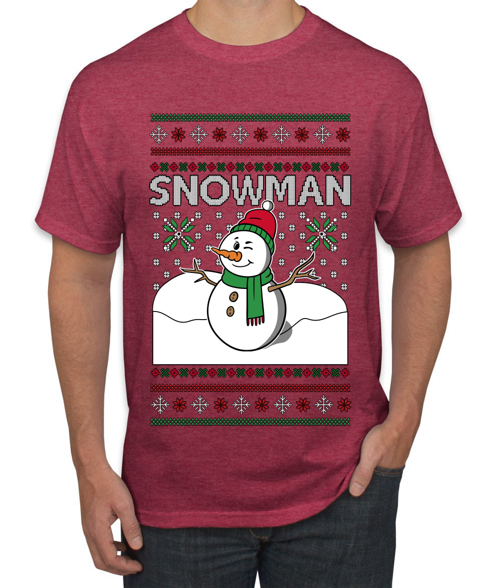 Snowman, Ugly Christmas Sweater Unisex Men's T-Shirt