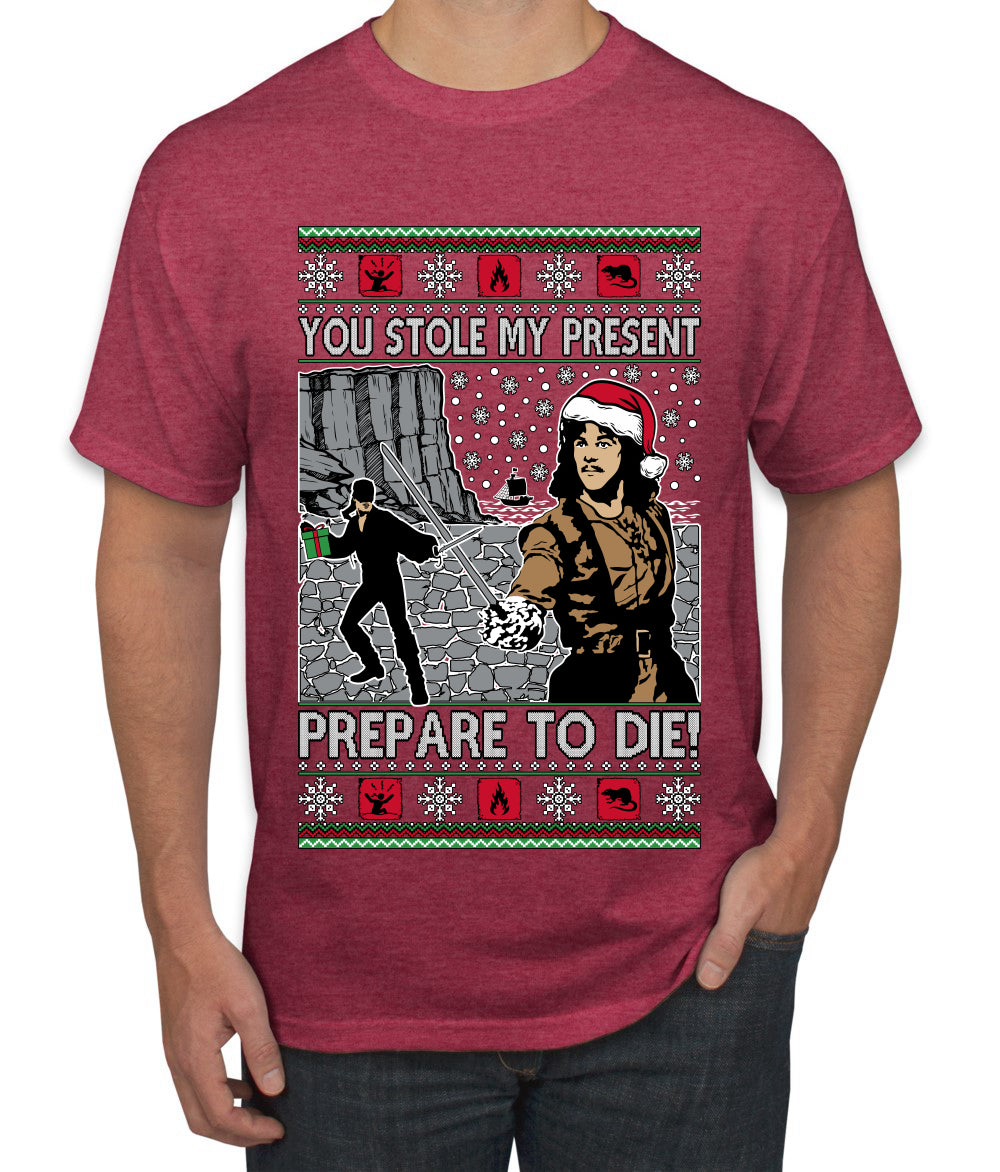 You Stole My Present Prepare To Die Cult Classic, Ugly Christmas Sweater Unisex Men's T-Shirt