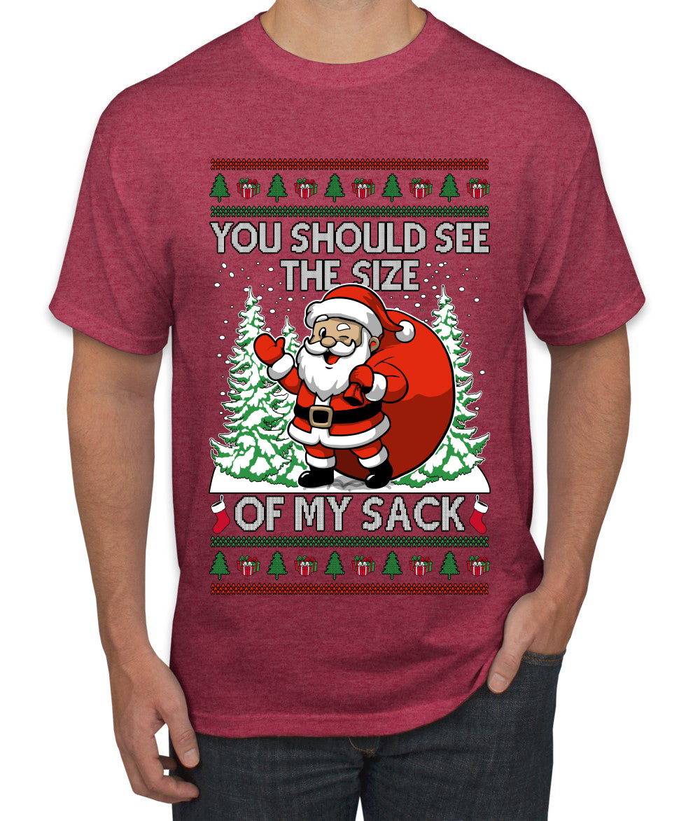 You Should See The Size Of My Sack Naughty Santa, Ugly Christmas Sweater Unisex Men's T-Shirt