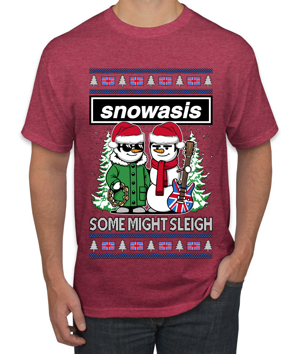 Snowasis English Rock Band Parody, Ugly Christmas Sweater Unisex Men's T-Shirt