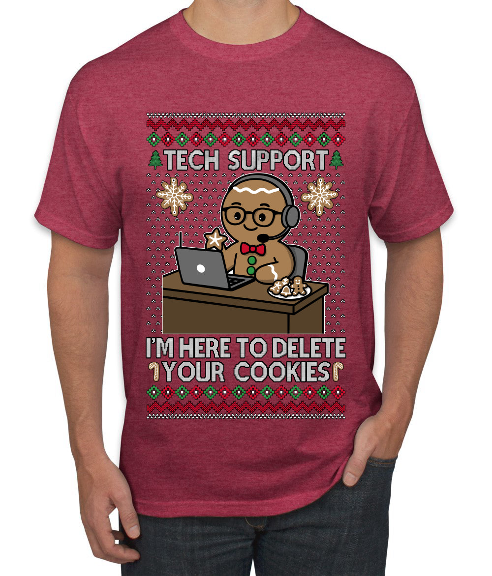 Tech Support I'm Here To Delete Your Cookies, Ugly Christmas Sweater Unisex Men's T-Shirt